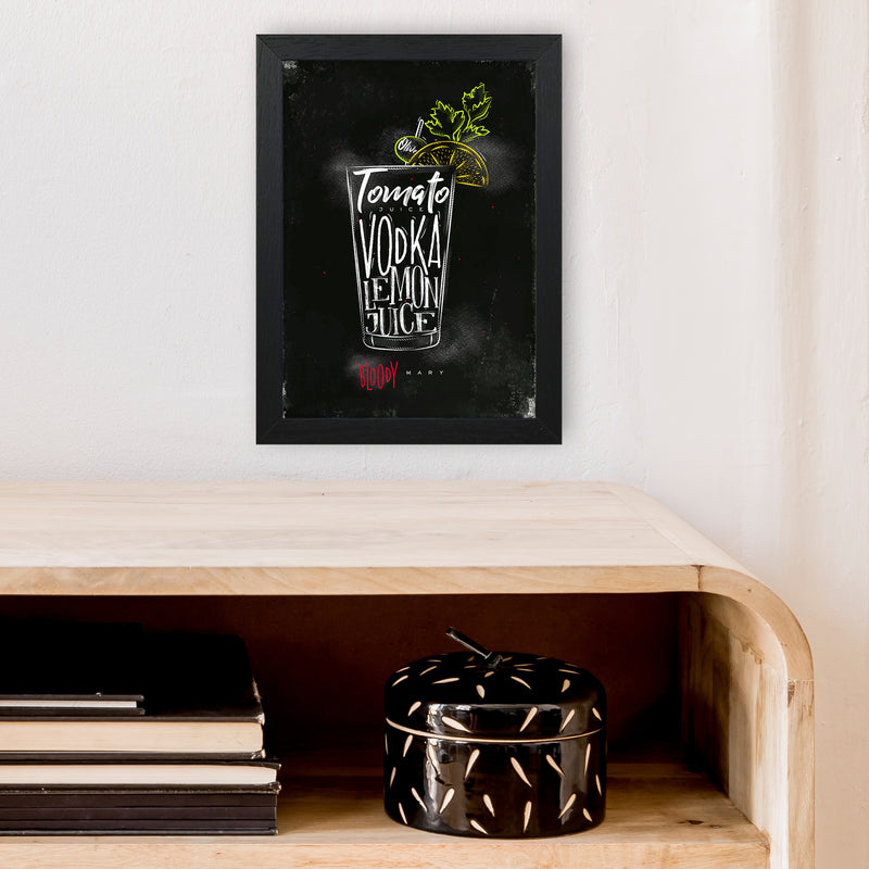 Bloody Mary Cocktail Black  Art Print by Pixy Paper A4 White Frame