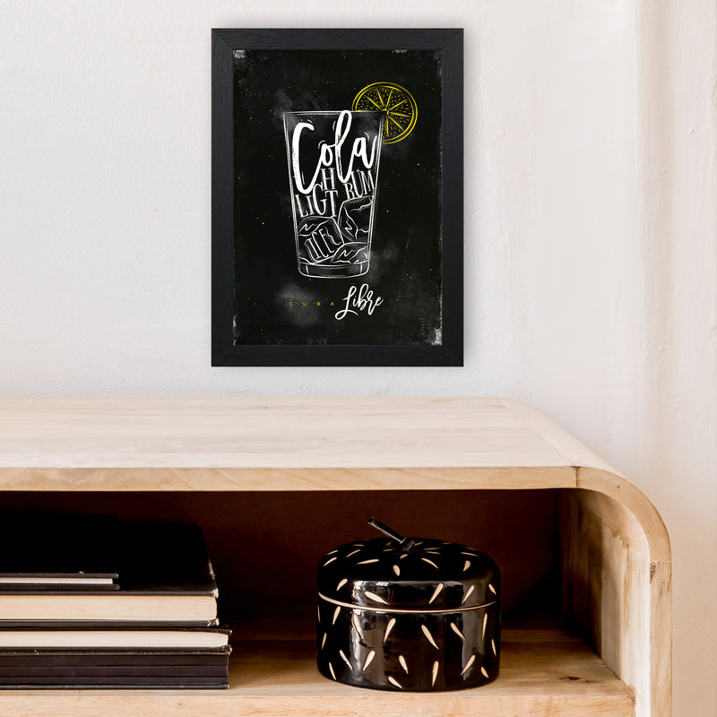 Cuba Libre Cocktail Black  Art Print by Pixy Paper A4 White Frame