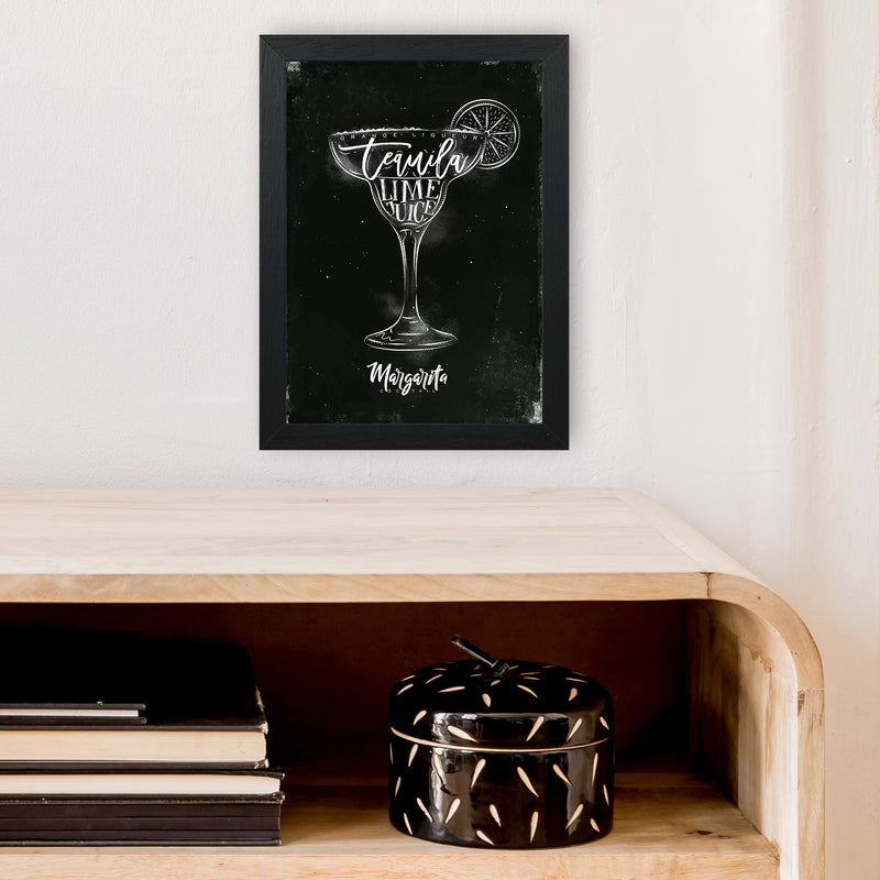 Margarita Cocktail Black  Art Print by Pixy Paper A4 White Frame