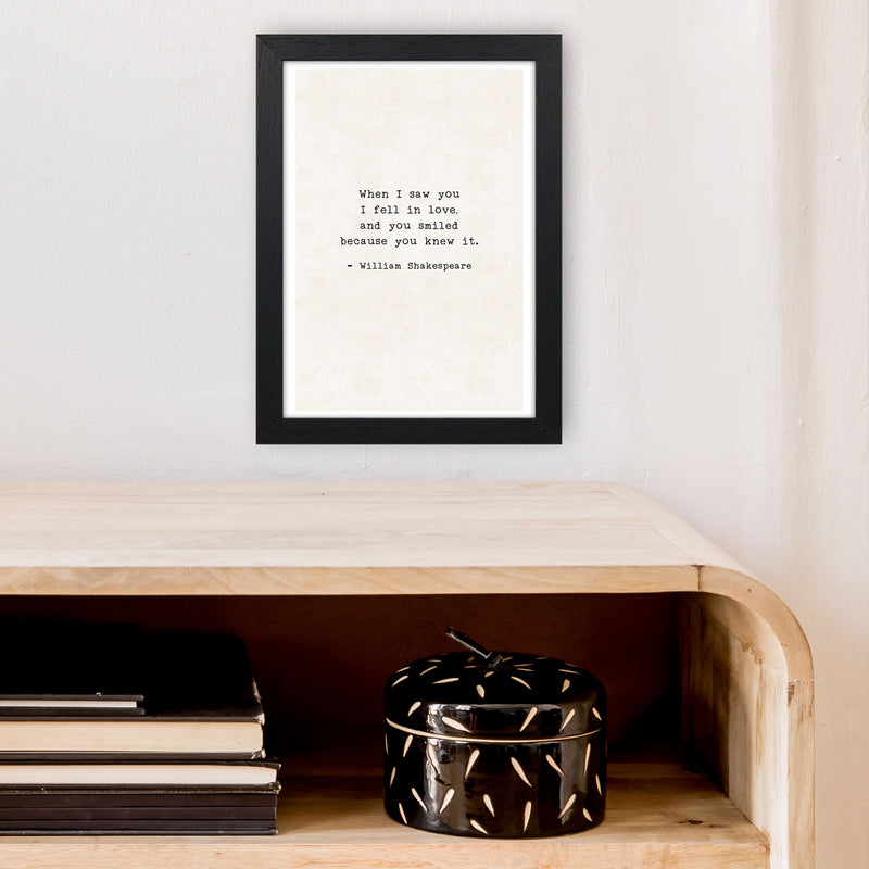 When I Saw You - Shakespeare  Art Print by Pixy Paper A4 White Frame