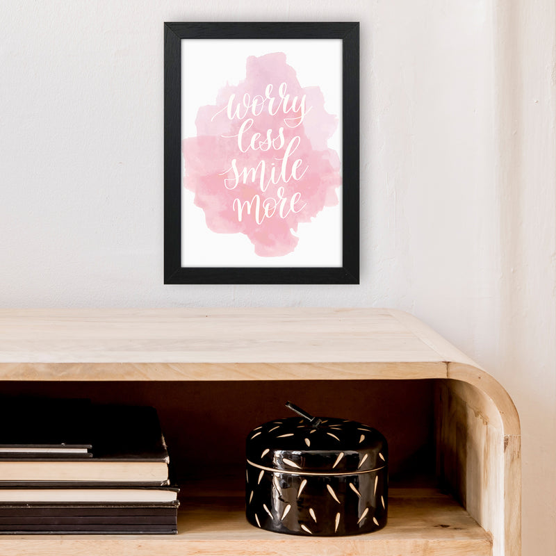 Worry Less Smile More  Art Print by Pixy Paper A4 White Frame