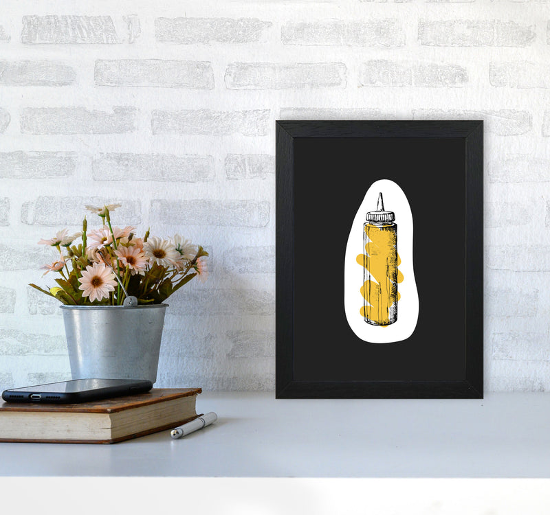 Kitchen Pop Mustard Off Black Art Print by Pixy Paper A4 White Frame