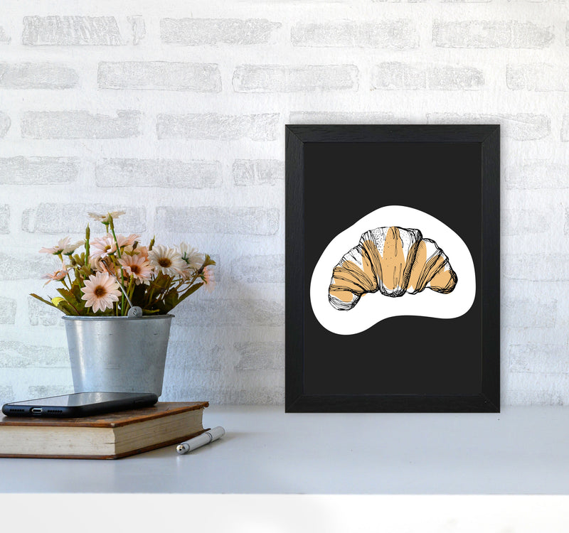 Kitchen Pop Croissant Off Black Art Print by Pixy Paper A4 White Frame