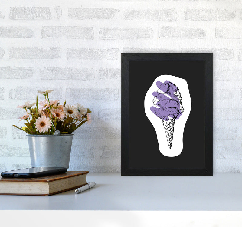 Kitchen Pop Ice Cream Off Black Art Print by Pixy Paper A4 White Frame