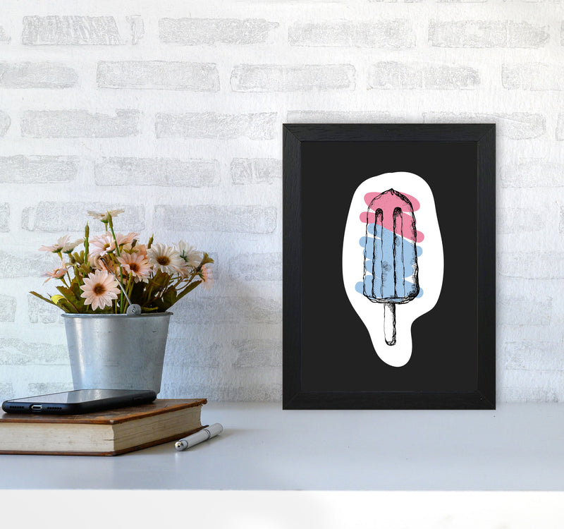 Kitchen Pop Ice Lolly Off Black Art Print by Pixy Paper A4 White Frame