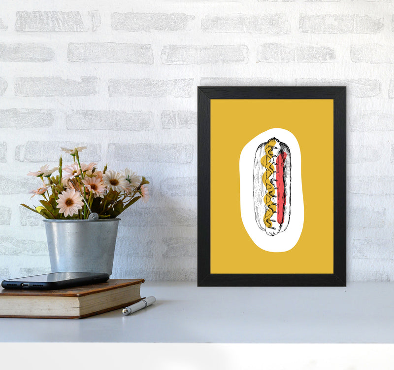 Kitchen Pop Hot Dog Mustard Art Print by Pixy Paper A4 White Frame