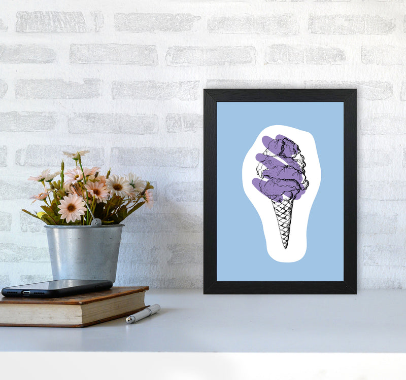 Kitchen Pop Ice Cream Blue Art Print by Pixy Paper A4 White Frame