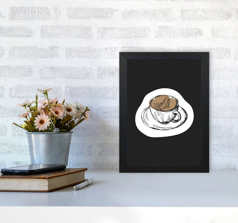 Kitchen Pop Coffee Off Black Art Print by Pixy Paper A4 White Frame