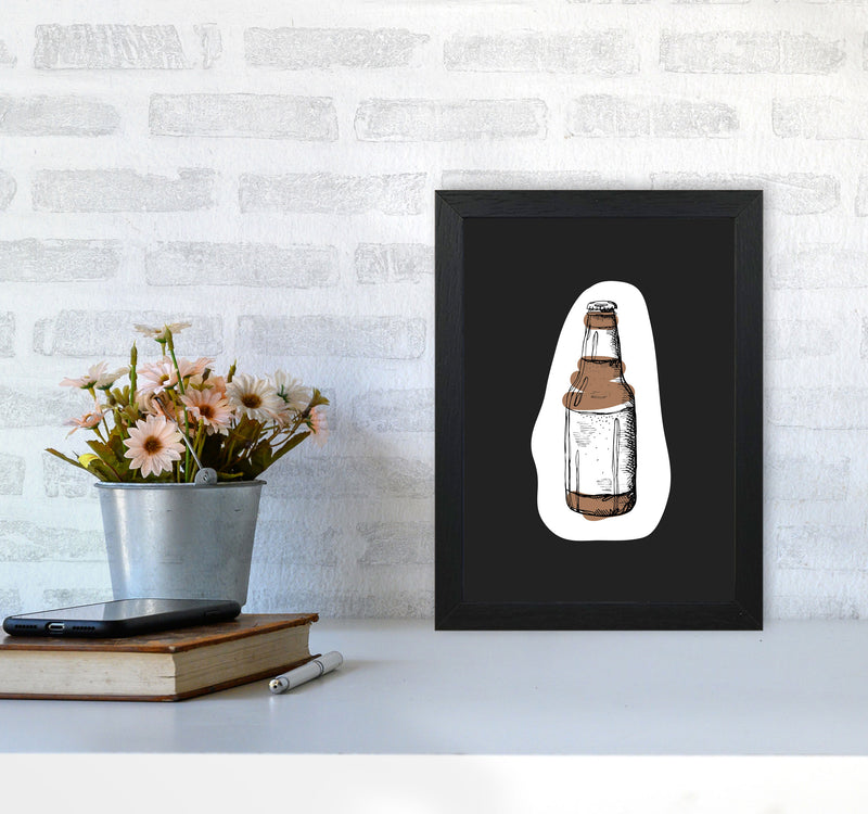 Kitchen Pop Beer Off Black Art Print by Pixy Paper A4 White Frame