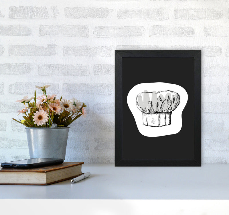 Kitchen Pop Chef's Hat Off Black Art Print by Pixy Paper A4 White Frame