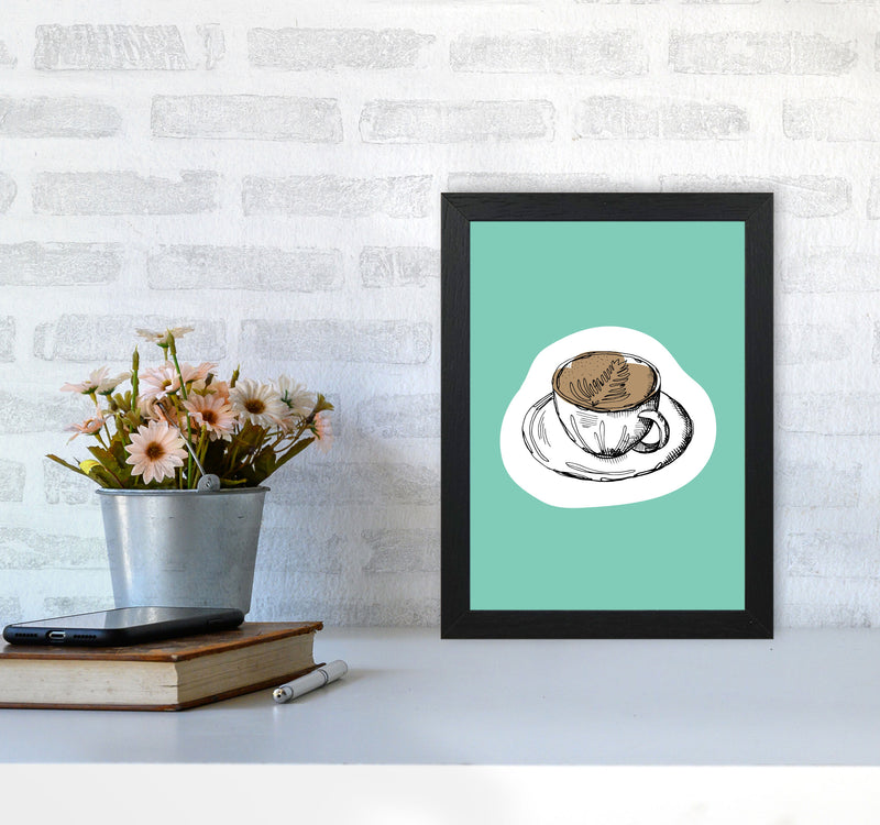 Kitchen Pop Coffee Mint Art Print by Pixy Paper A4 White Frame