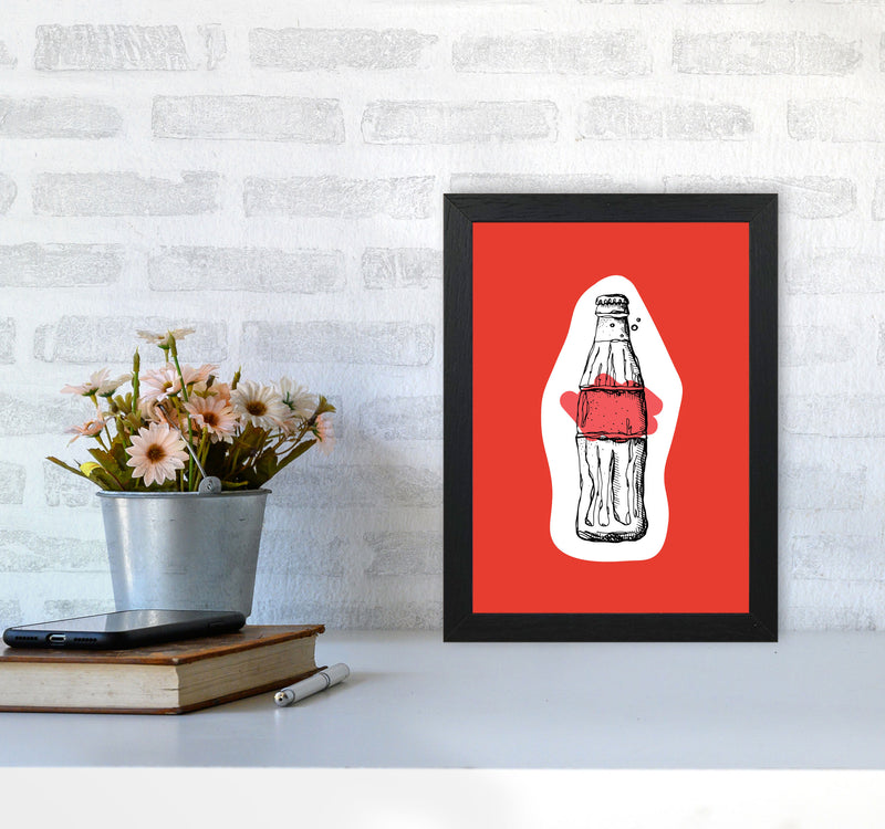Kitchen Pop Cola Red Art Print by Pixy Paper A4 White Frame