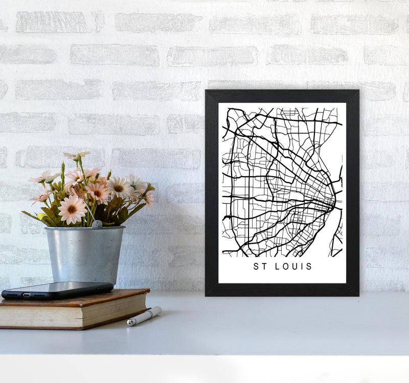 St Louis Map Art Print by Pixy Paper A4 White Frame