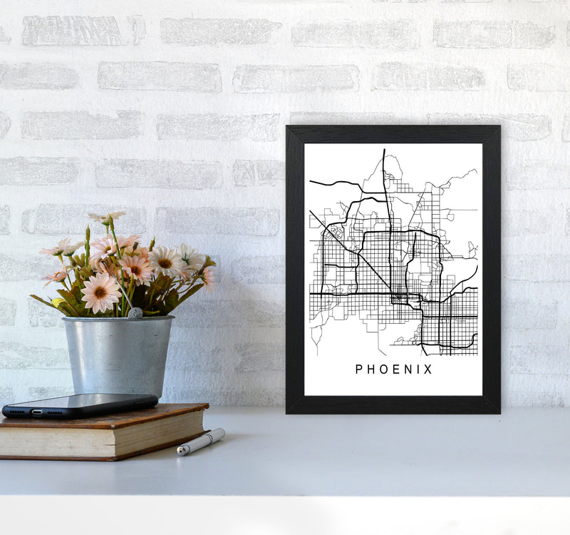 Phoenix Map Art Print by Pixy Paper A4 White Frame