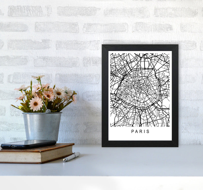 Paris Map Art Print by Pixy Paper A4 White Frame