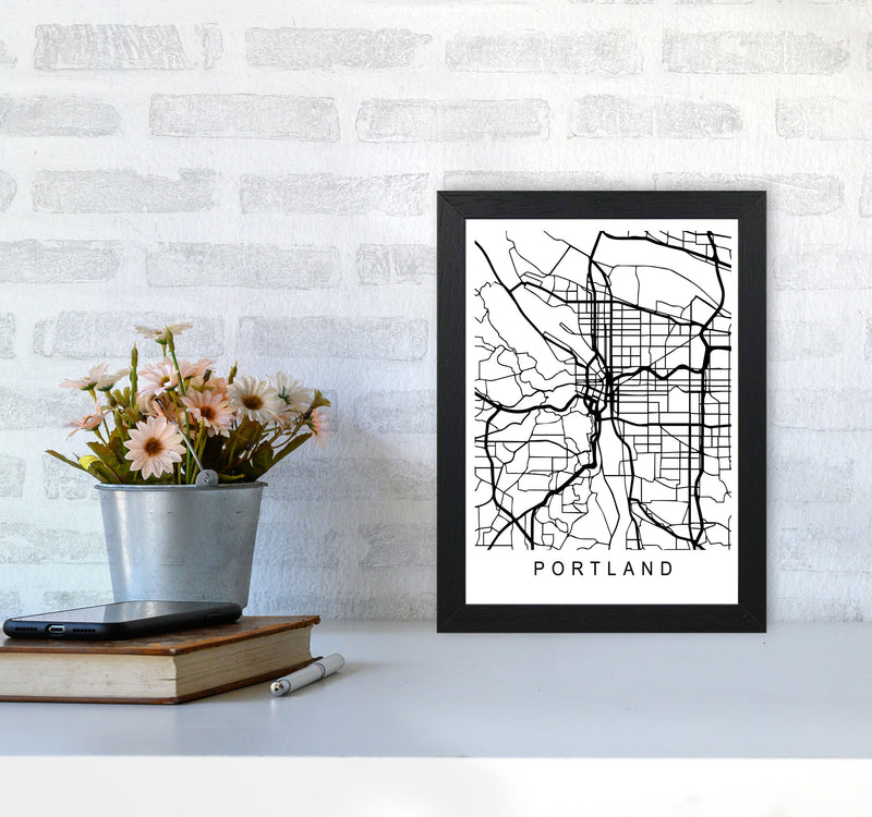 Portland Map Art Print by Pixy Paper A4 White Frame