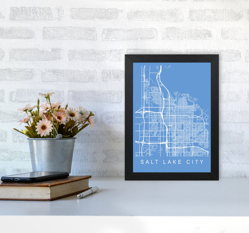 Salt Lake City Map Blueprint Art Print by Pixy Paper A4 White Frame
