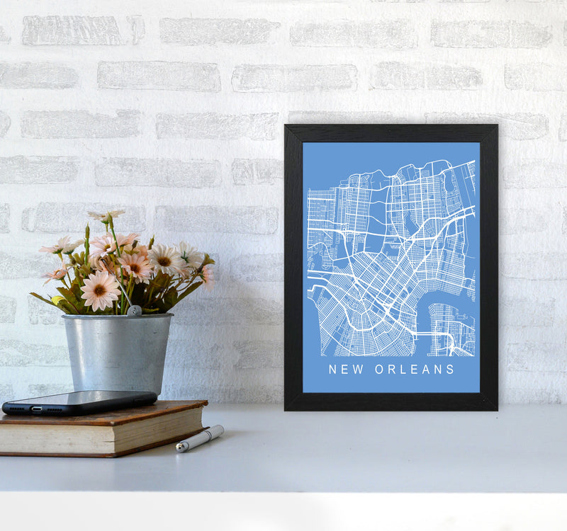 New Orleans Map Blueprint Art Print by Pixy Paper A4 White Frame