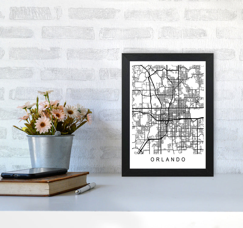 Orlando Map Art Print by Pixy Paper A4 White Frame