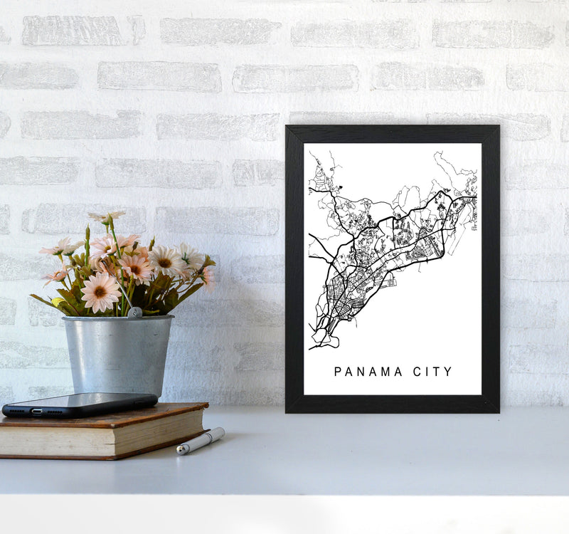 Panama Map Art Print by Pixy Paper A4 White Frame