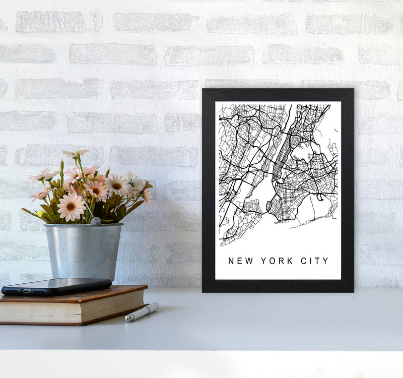 New York City Map Art Print by Pixy Paper A4 White Frame