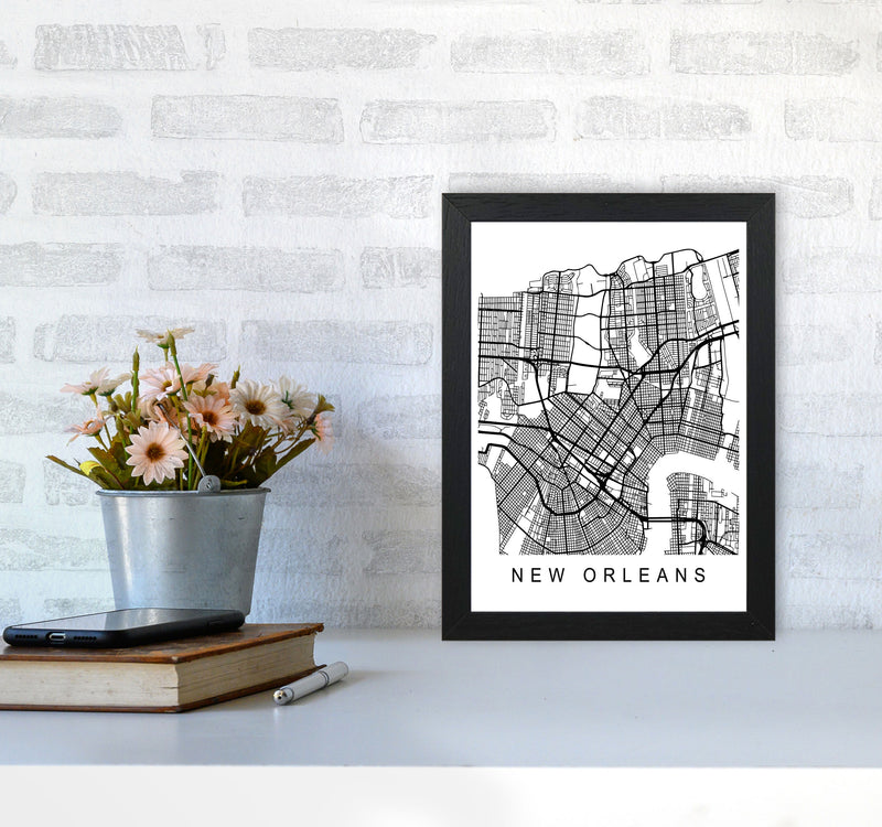 New Orleans Map Art Print by Pixy Paper A4 White Frame