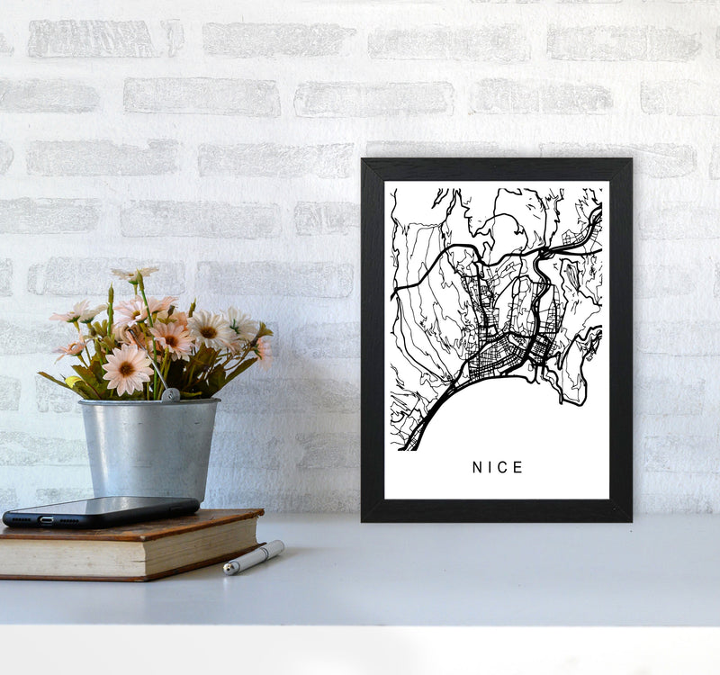 Nice Map Art Print by Pixy Paper A4 White Frame