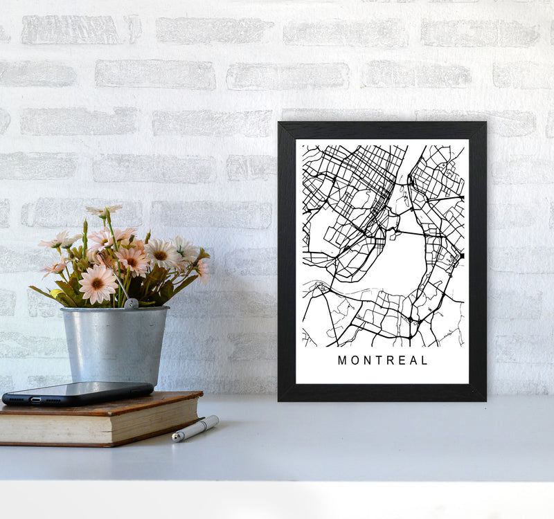 Montreal Map Art Print by Pixy Paper A4 White Frame