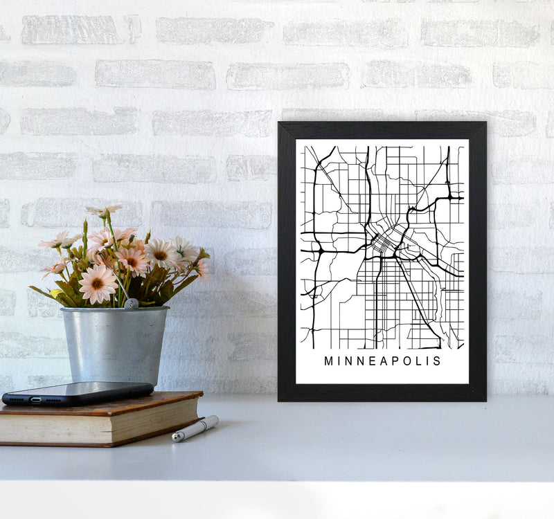 Minneapolis Map Art Print by Pixy Paper A4 White Frame