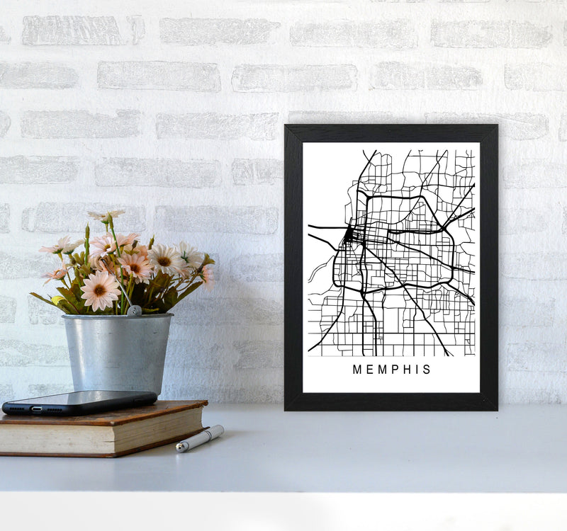Memphis Map Art Print by Pixy Paper A4 White Frame