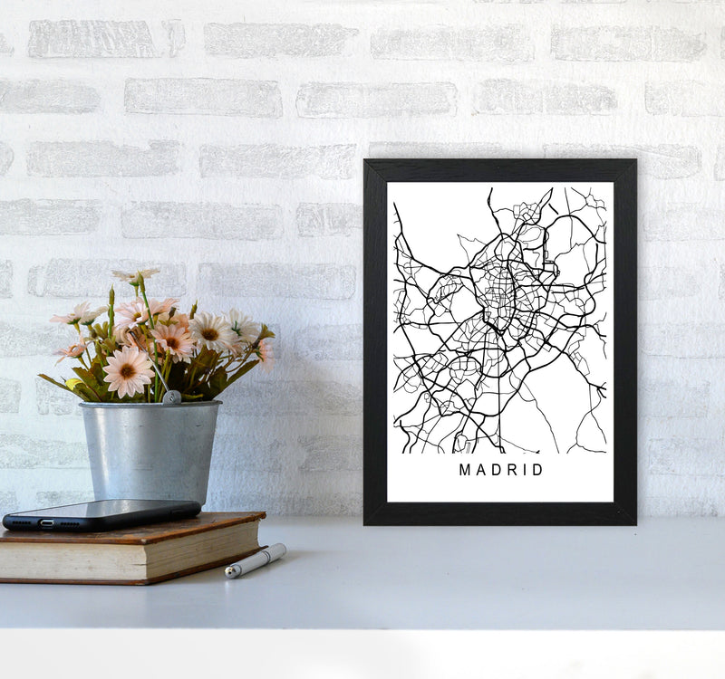 Madrid Map Art Print by Pixy Paper A4 White Frame