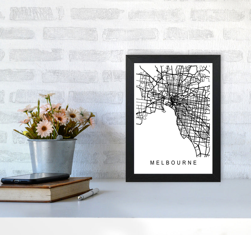 Melbourne Map Art Print by Pixy Paper A4 White Frame