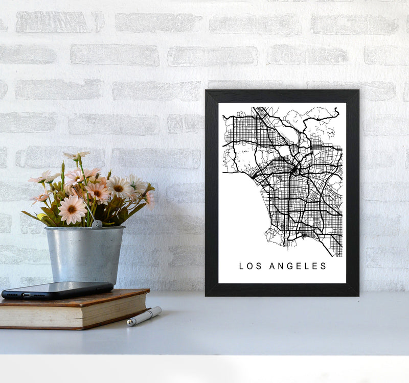 Los Angeles Map Art Print by Pixy Paper A4 White Frame