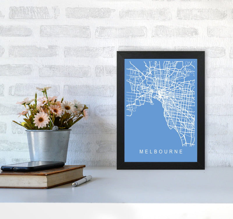Melbourne Map Blueprint Art Print by Pixy Paper A4 White Frame