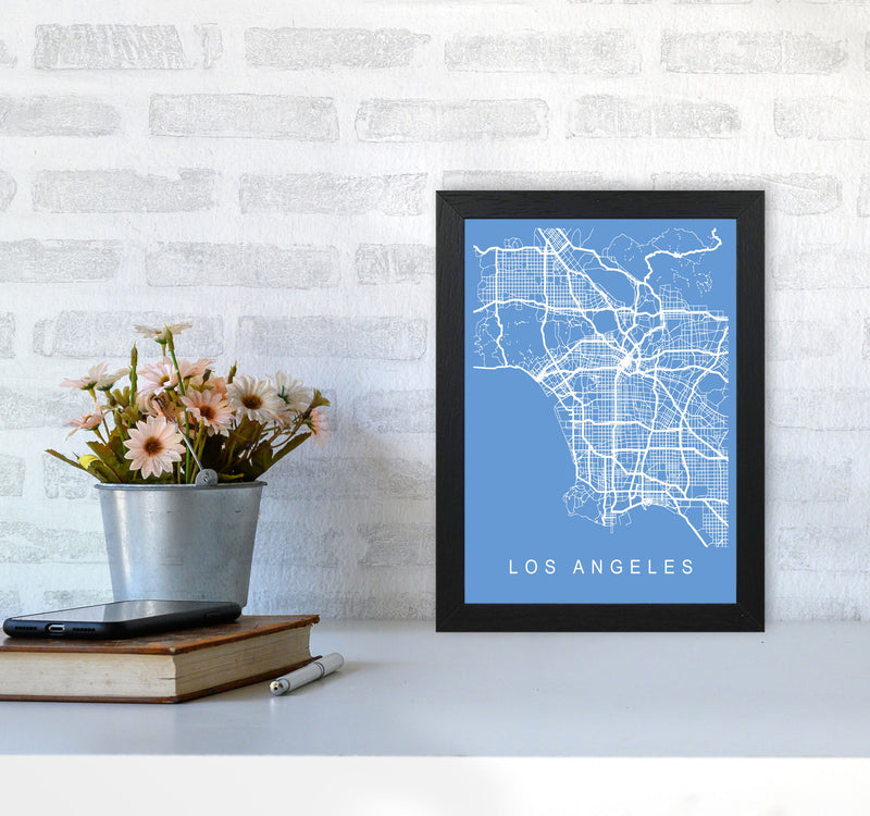 Los Angeles Map Blueprint Art Print by Pixy Paper A4 White Frame