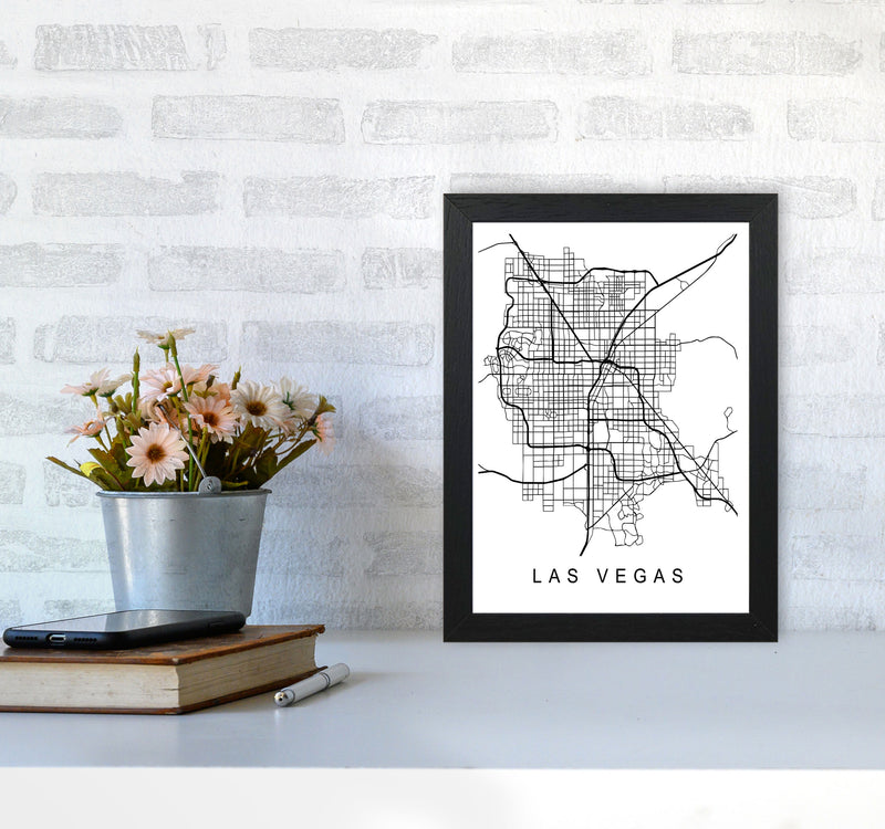 Las Vegas Map Art Print by Pixy Paper A4 White Frame