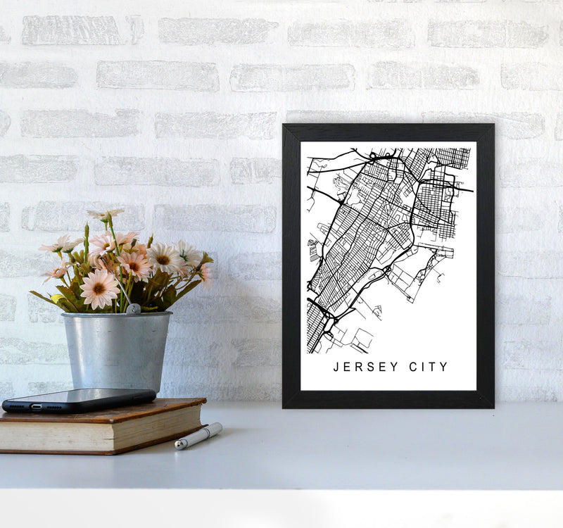 Jersey City Map Art Print by Pixy Paper A4 White Frame