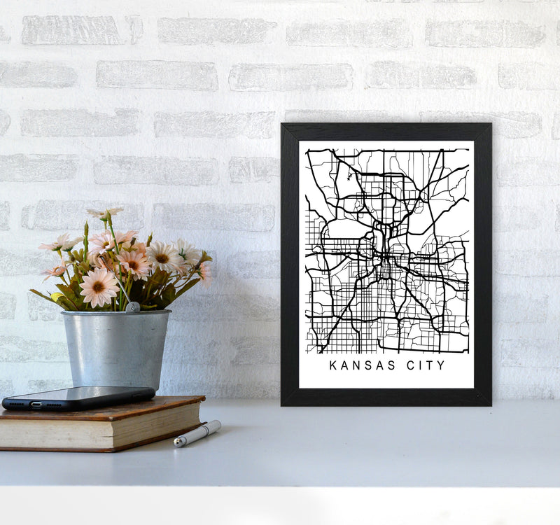 Kansas City Map Art Print by Pixy Paper A4 White Frame