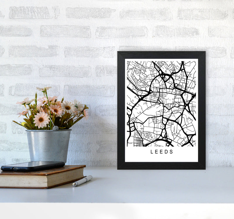 Leeds Map Art Print by Pixy Paper A4 White Frame