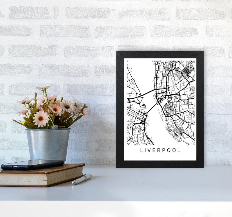 Liverpool Map Art Print by Pixy Paper A4 White Frame