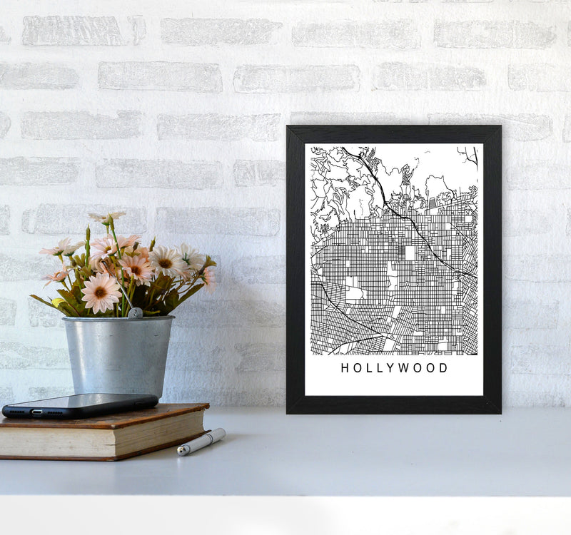 Hollywood Map Art Print by Pixy Paper A4 White Frame