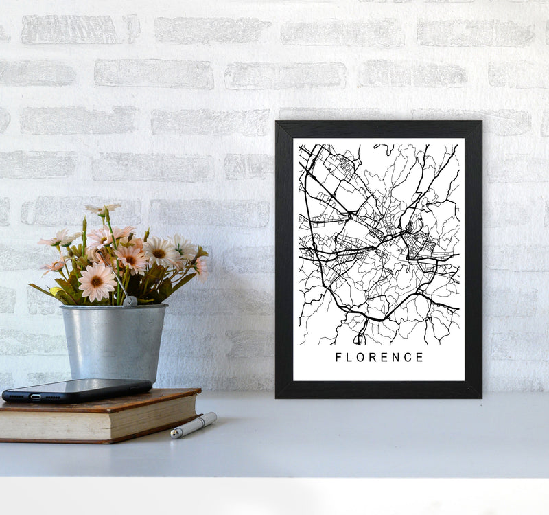 Florence Map Art Print by Pixy Paper A4 White Frame