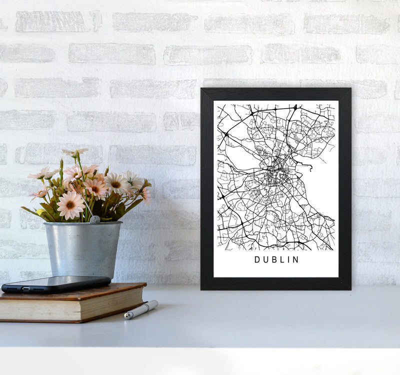 Dublin Map Art Print by Pixy Paper A4 White Frame
