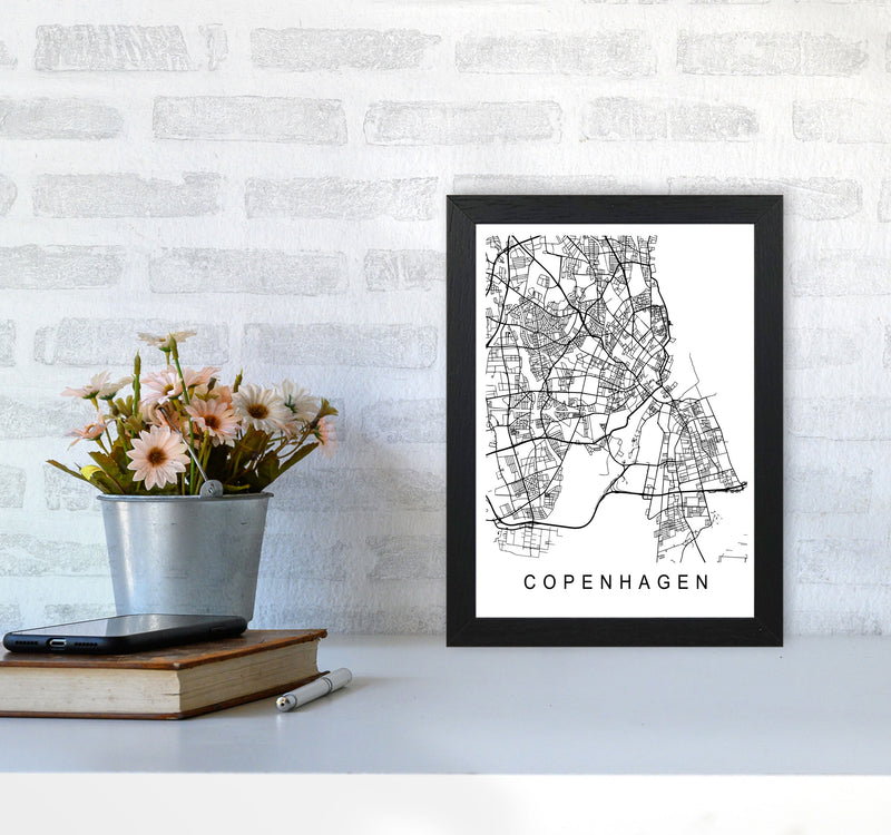 Copenhagen Map Art Print by Pixy Paper A4 White Frame