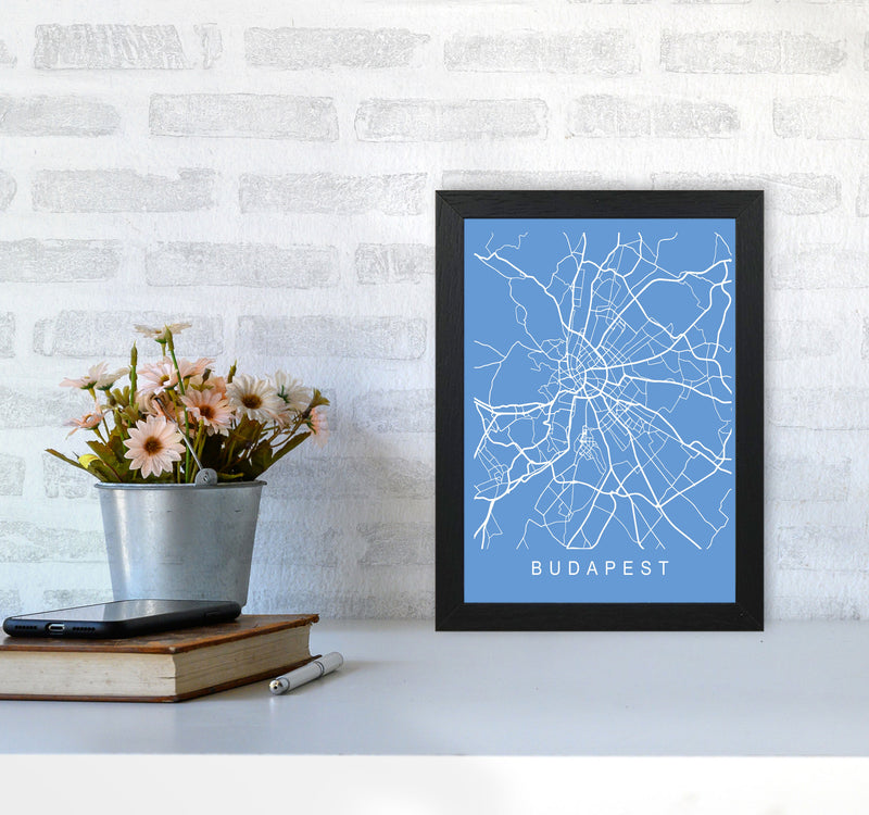 Budapest Map Blueprint Art Print by Pixy Paper A4 White Frame