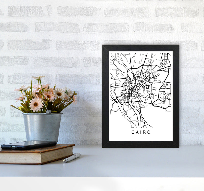 Cairo Map Art Print by Pixy Paper A4 White Frame
