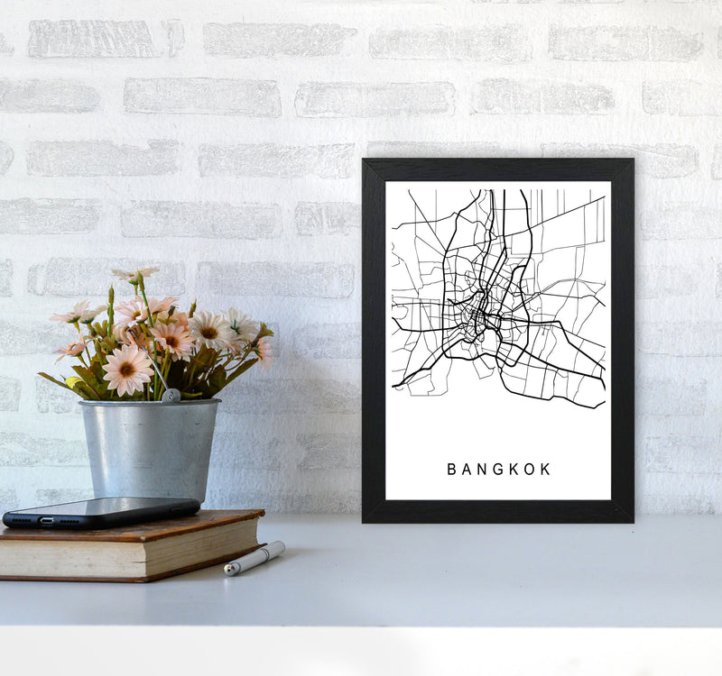 Bangkok Map Art Print by Pixy Paper A4 White Frame