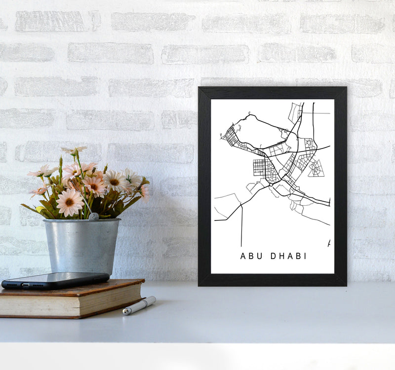 Abu Dhabi Map Art Print by Pixy Paper A4 White Frame