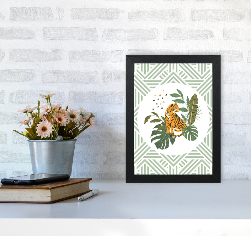 Wild Collection Aztec Tiger Art Print by Pixy Paper A4 White Frame
