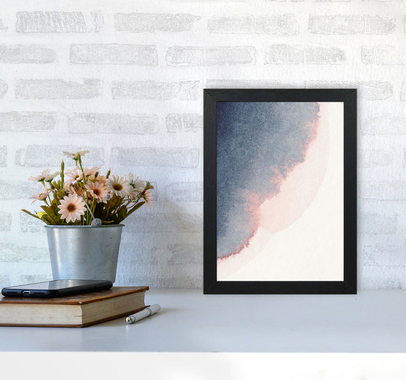 Sand Pink and Navy Watercolour 02 Art Print by Pixy Paper A4 White Frame